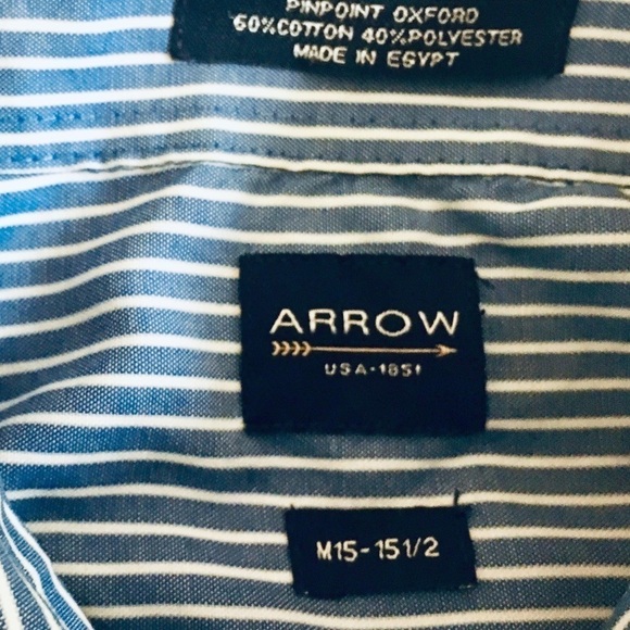 Arrow Men Brown and Blue Button Down Bundle M 15-15.5 - Picture 4 of 8